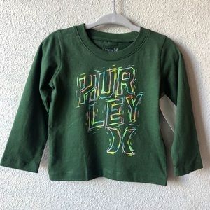 NEW Hurley Green Logo Print Long Sleeve Shirt